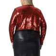 thumbnail image 3 of Agnes Orinda Plus Size Sequin Cardigan for Women Glitter Shinny Metallic Long Sleeve Shrug Bolero Cardigans Jackets 1X Red, 3 of 6
