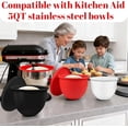thumbnail image 5 of WYAJU Silicone Bowl Liners for 5 Qt Kitchen Mixers Aid, Mixing Bowl Insert with 3 Lids Compatible with Tilt-Head Stand Mixers for Baking Cooking, Replacement Mixer Bowls(3Pcs), 5 of 6