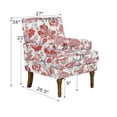 thumbnail image 4 of Silla de acento, Sillón floral, Decoración de cabeza de uñas, Rojo y blanco, Patas de madera maciza, Muebles de granja, 4 of 5