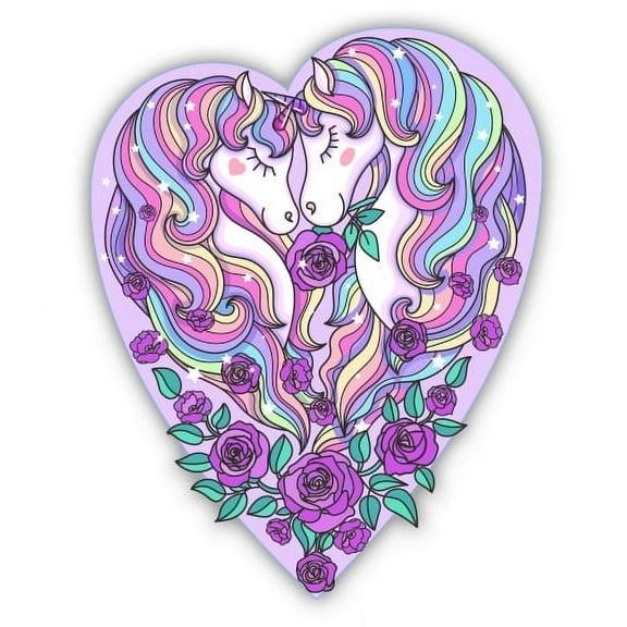 Unicorns in Love - 3" Vinyl Sticker - For Car Laptop I-Pad Phone Helmet Hard Hat - Waterproof Decal