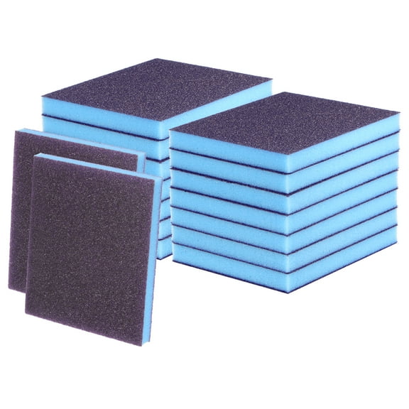 16 Packs Medium Grit Sanding Sponge Blocks 120-180 Grit Foam Sanding Block Pad, 120x100x12mm, Purple