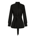 thumbnail image 3 of Htigea Clearance Womens Jacket Fashion Trench Coats Belted Casual Long Sleeve Wrap Trench Coat 2025 Fall Trendy Button Up Dressy Outerwear with Pockets Black,L, 3 of 5