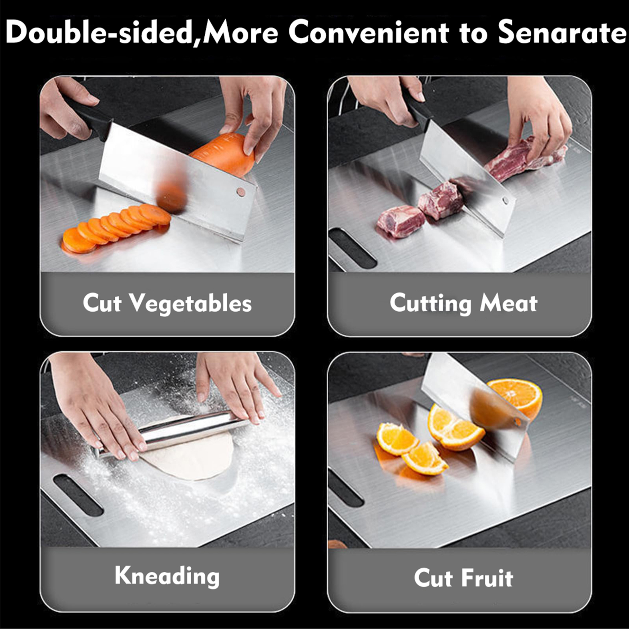 Megecy Titanium Cutting Board Set, 3-Piece Double-Sided photo 7
