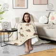 thumbnail image 4 of Wearable Blanket,Beige Origami Dinosaurs Pattern Hooded Wearable Flannel Blanket for Adults & Teens with Buckle,Winter Poncho Shawl Wrap Cape,60"x80", 4 of 5