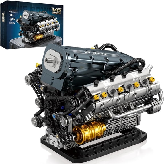 Remocguys V6 Engine Model Building Set Compatible with Lego Mini Car Motor Mechanical Model for Adults 1268pcs
