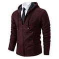 thumbnail image 4 of BXINGOHAI Mens Hoodies Knit Sweater, Full Zip Fleece Cardigan Sweaters Casual Slim Fit Knit Hooded Men Sweater Jacket Today Red,XXL, 4 of 5