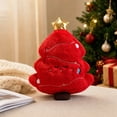 thumbnail image 3 of Cute Christmas Tree Plush Throw Pillow, Soft Red Xmas Tree Shaped Decorative Cushion with Golden Star, Embroidered Face Accent Pillow for Sofa Couch Bedroom Christmas Home Decor, 3 of 7