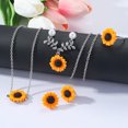 thumbnail image 2 of 4 Pieces Sunflower Pendant Faux Pearl Chain Necklace Boho Sunflower Charm Bracelet Earrings Ring set for Women Jewelry Accessories, 2 of 6