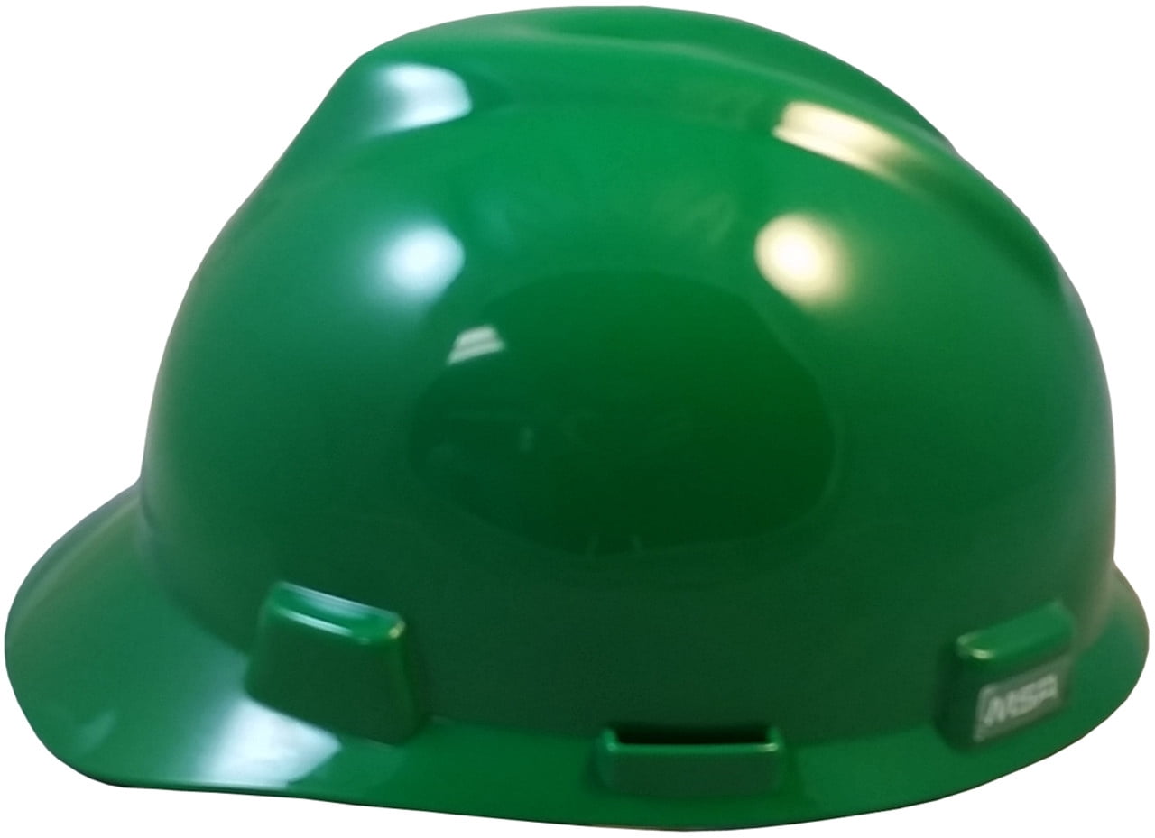 MSA V-Gard Cap Style Hard Hats w/FasTrac III Suspensions with Tote Bag - Green