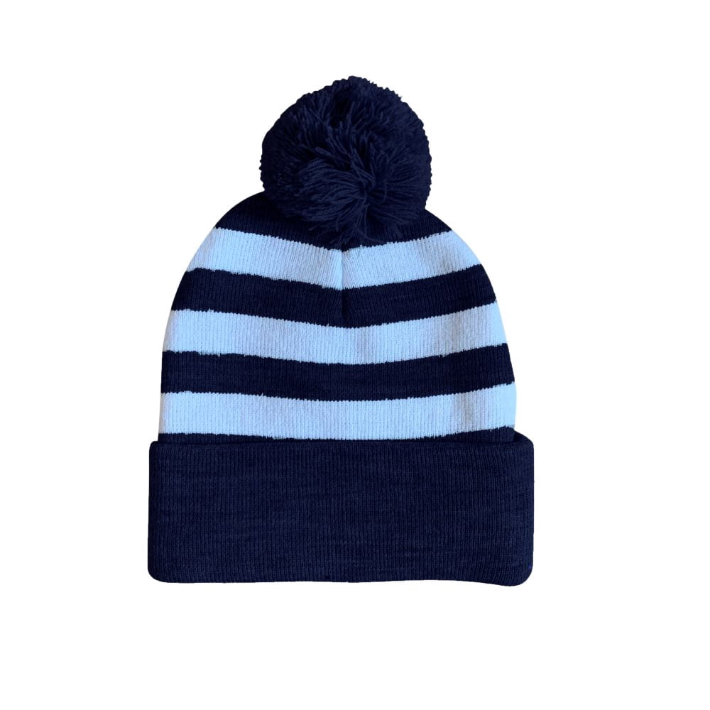Knit Collegiate Rugby Striped Winter Scarf & Beanie Hat Set 