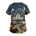 thumbnail image 4 of HAJWOH Womens Halloween Scrub Tops Short Sleeve Working Uniform Funny Pumpkin Bat Ghost Spider Witch Print Medical Scrub Fashion Vneck Scurbs Dark Gray XXL, 4 of 5