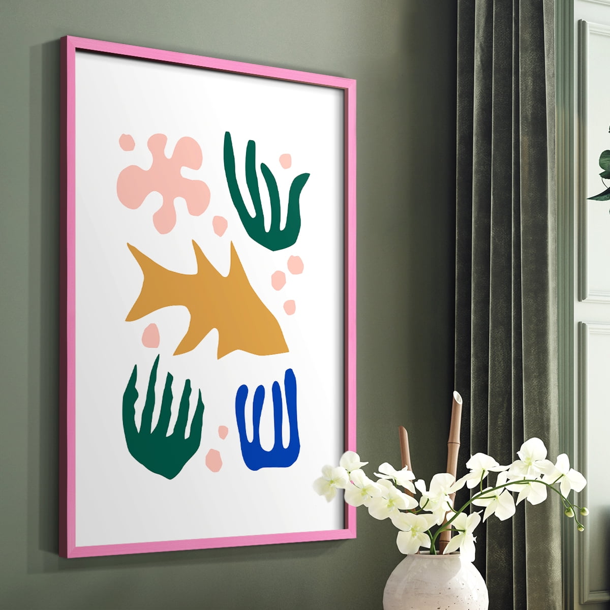 Matisse CDLXVI in Pink Solid Wood Framed Print No Nail Hanging