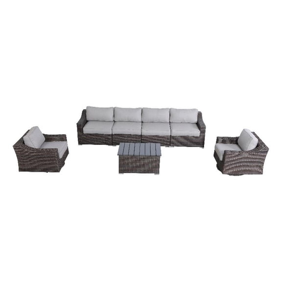 Living Source International 7-piece Wicker Sectional Set with Cushions - Brown