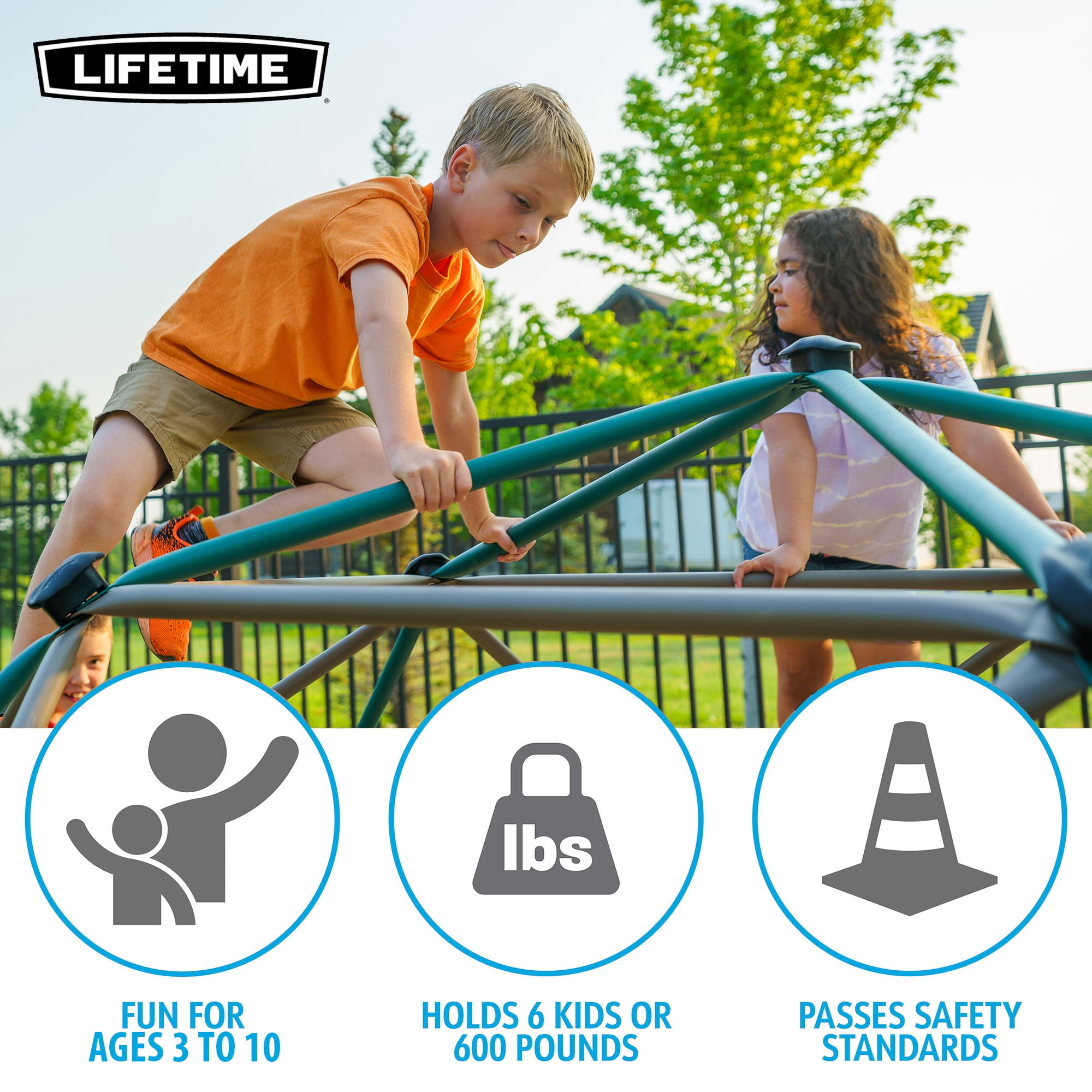 Lifetime Children's Outdoor 5 ft. H x 10 ft. W Dome Climber, Green and Brown (90136)