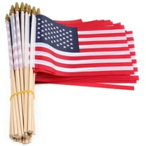 30 Pack Small American Flags on Stick 5x8 Inch Mini US Flags American Hand Held Stick Flags Spear Top 30 PACK