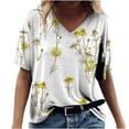 thumbnail image 1 of Tops a la moda para mujer, camisetas holgadas informales con estampado divertido, blusa con cuello en V estampado Fridja  bn5405, 1 of 1