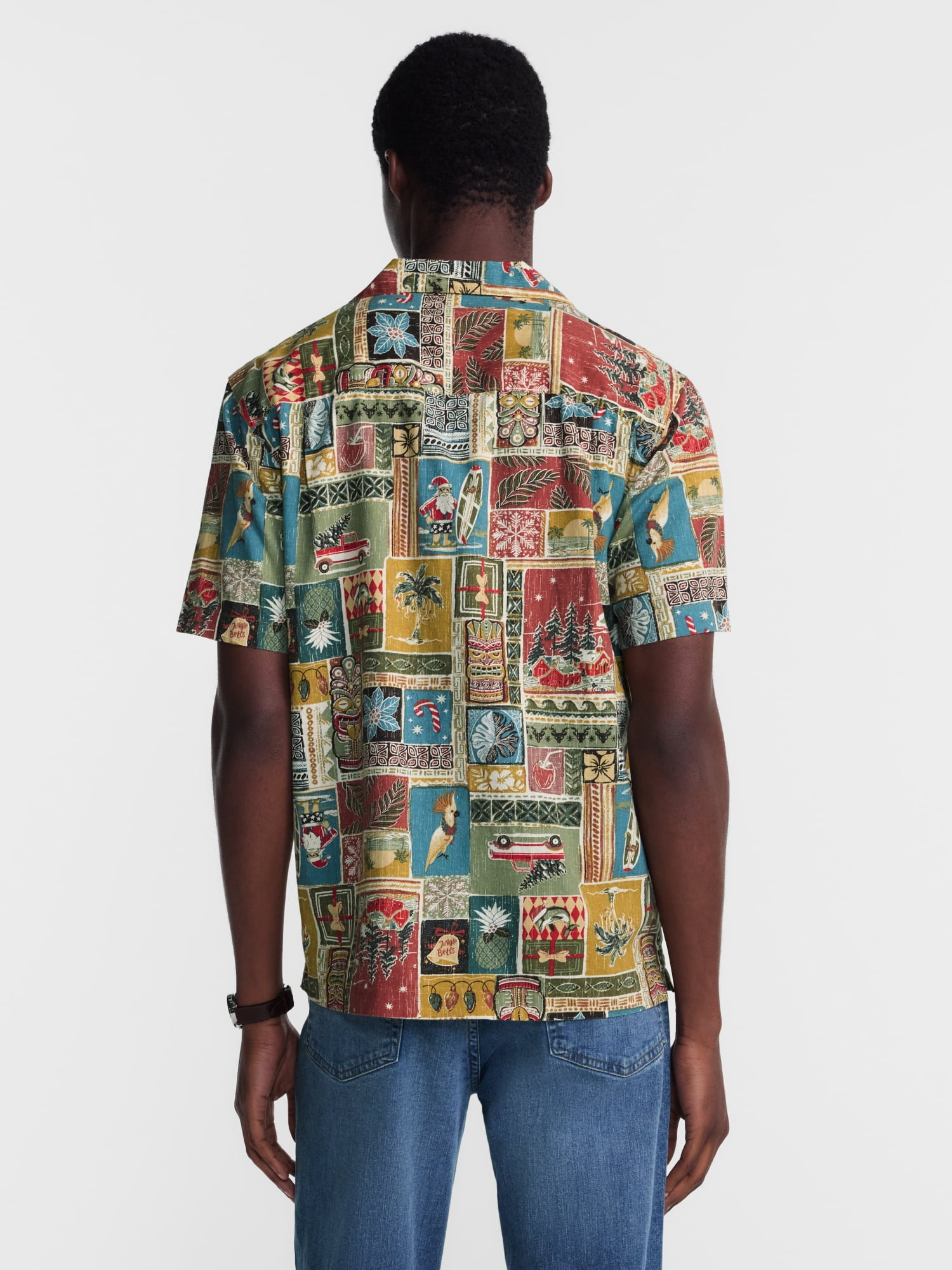 George Men's Linen Blend Holiday Camp Shirt, Sizes XS-3XL, LT-4XLT, 2XB-6XB