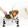 thumbnail image 2 of Elevated Dog Bowl with Double Stainless Steel Bowl and Waterproof Plate , Rustic Wooden Dog Dish Stand for Medium To Large Dogs and Cats. Off-White, 2 of 2