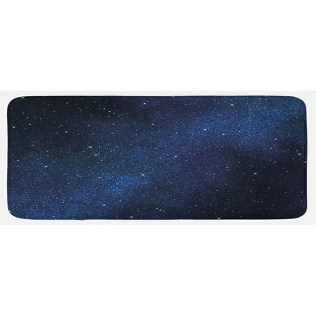 

Night Kitchen Mat Space Stars View Nebula Galaxy Cosmos Infinite Universe Plush Decorative Kitchen Mat with Non Slip Backing 47 X 19 Dark Blue White by Ambesonne