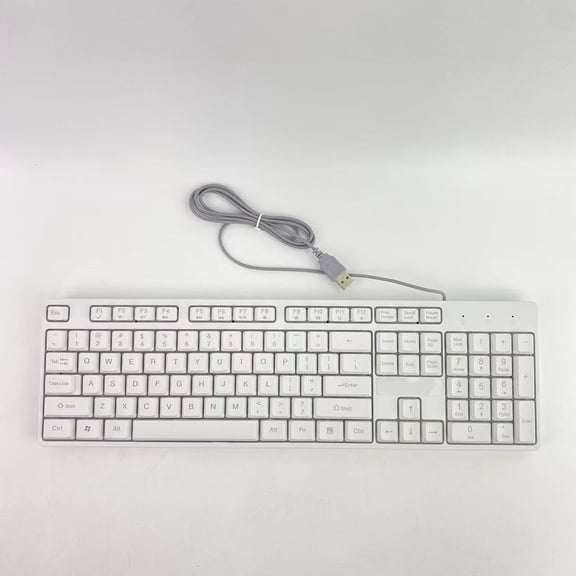 Cyrixteli Computer keypads,Wired Quiet USB Keyboard - 14.45x4.76x0.70 Inches - Compact Design with Number Pad - White - US English