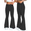 Women’s Polka Dot flared Pants Stretchy Yoga Fitness Sports Trousers Fashion Comfy Wide Leg Long Pants ,Black,M