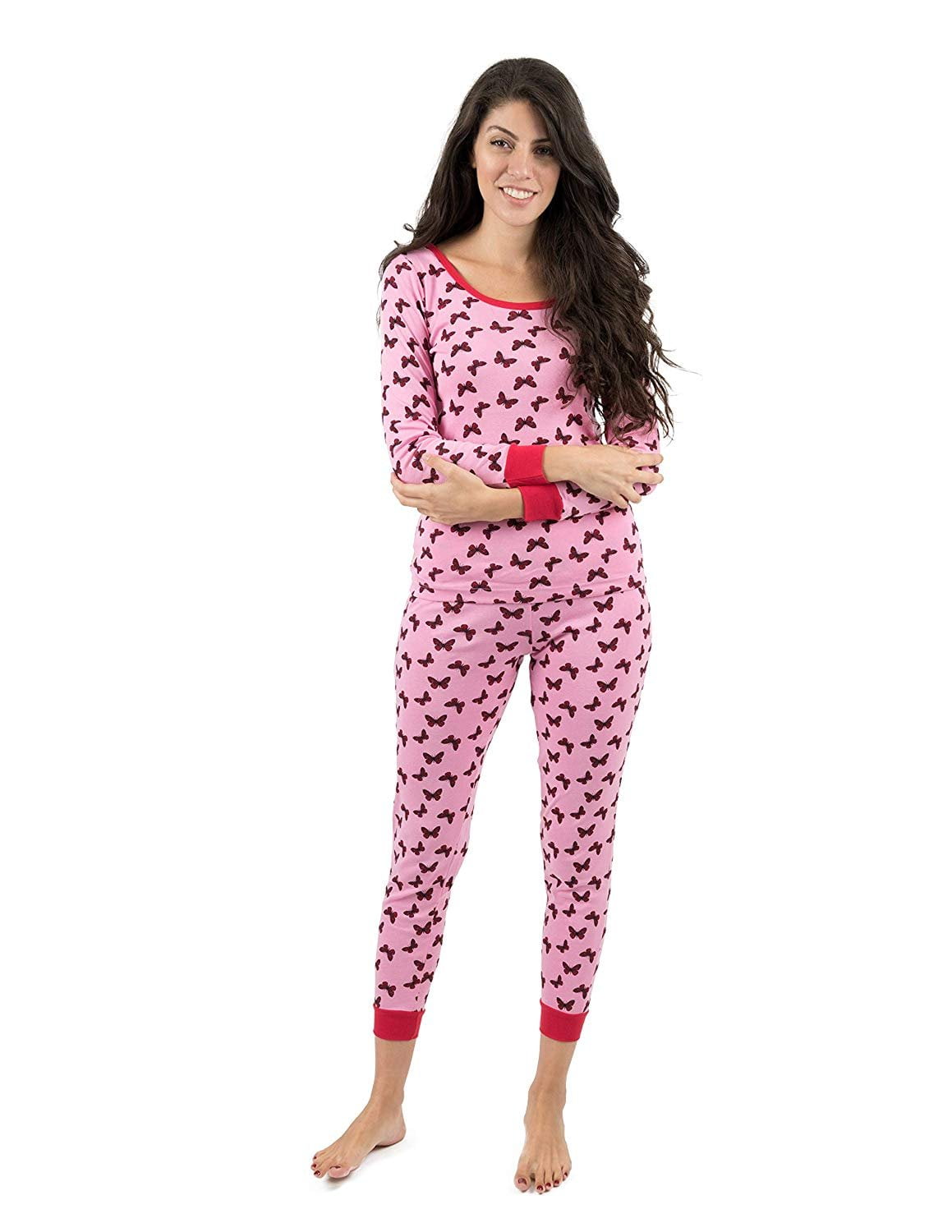Leveret Womens Pajamas Butterfly 2 Piece Pajama Set 100% Cotton Size ...