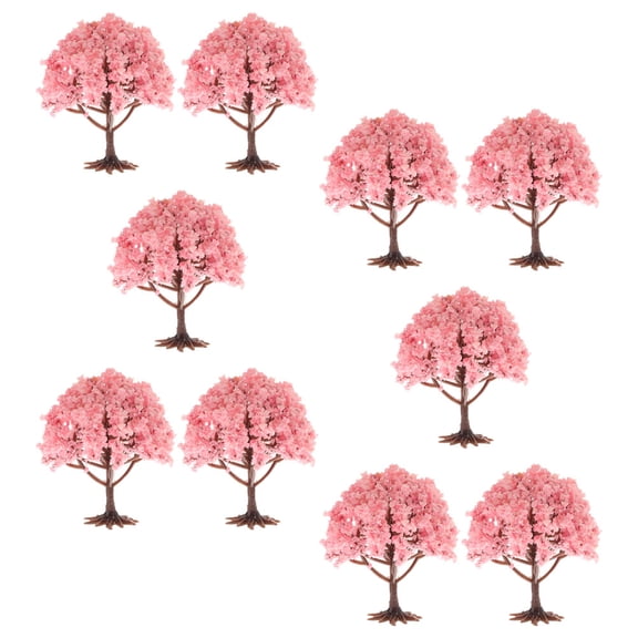 WEUVEB 10Pcs Pink Artificial Tree Models for Sand Table Landscape Decoration