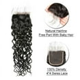 thumbnail image 3 of Ustar Brazilian Virgin Human Hair Water Wave 3 Bundles with 4"x4" Lace Closure with Baby Hair Free Part 1B Natural Wave, 3 of 5