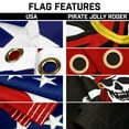 thumbnail image 3 of G128 Combo Pack: 20 Ft Telescoping Aluminum Flagpole (Silver) & American and Pirate Jolly Roger Head Scarf Flags 3x5 Ft, Both ToughWeave Series Embroidered Polyester | Pole with Flags Included, 3 of 9