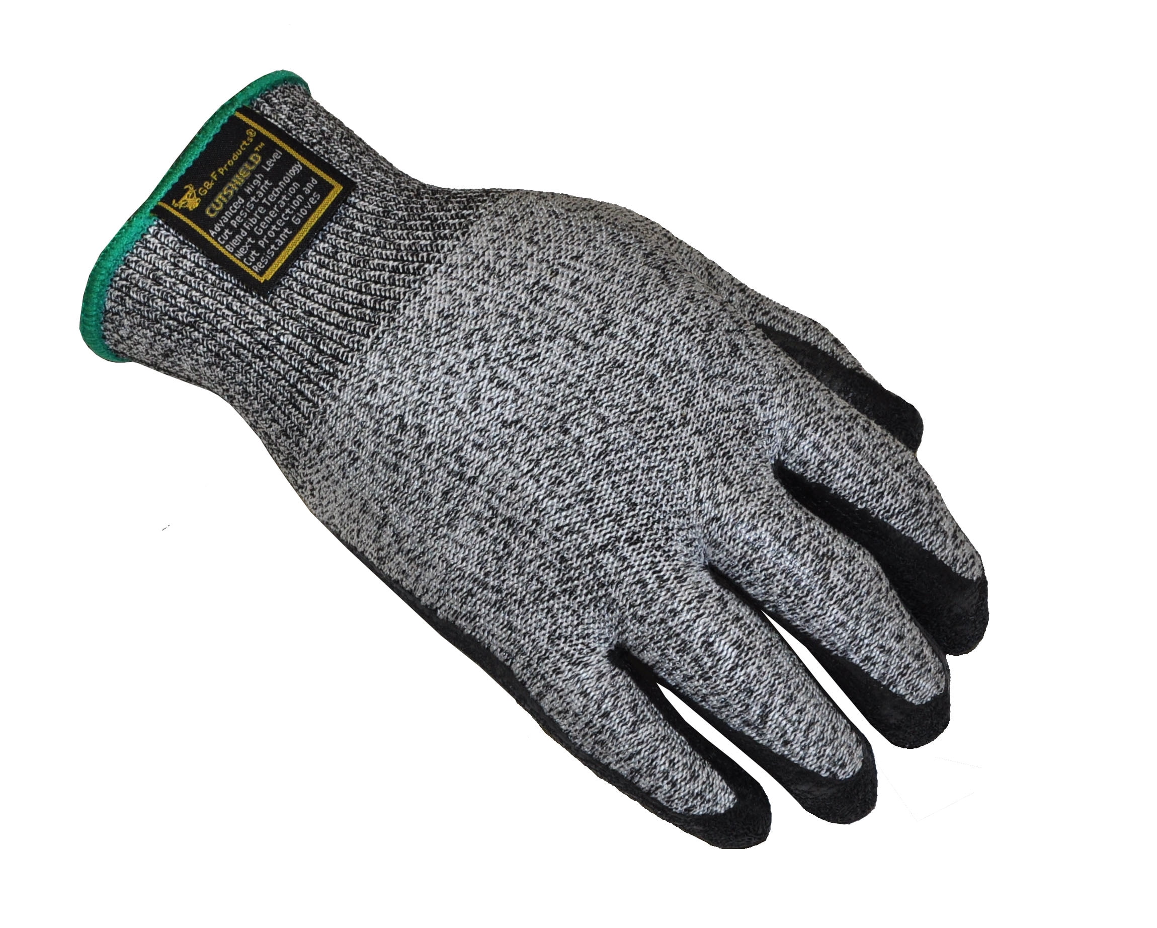 G & F Cutshield Slash-Resistant Gloves, CE Approved, Latex Rubber Coated, Gray, Size Extra Large