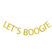 Let's Boogie Banner, Gold Gliter Paper Garland for 80's Party/Disco Party Decorations