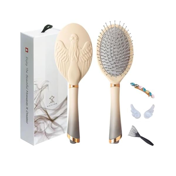 wonima11 Detangling Hair Brush – Anti-Static, Gentle on Scalp, Styling Tool for All Hair Types – Shine-Enhancing, Travel-Friendly Hair Care Essential Set (Beige)