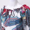 thumbnail image 4 of Women Summer Off Shoulder Shirt Floral Print Casual Long Sleeve Off Shoulder V Neck Tops Retro Ethnic Loose Blouse, 4 of 6