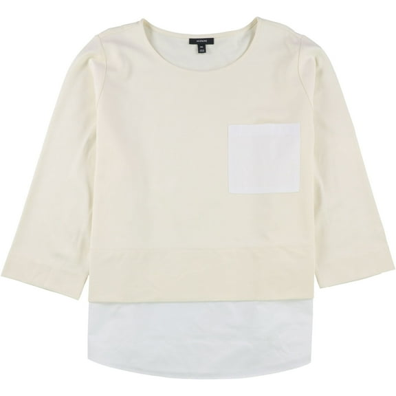 Alfani Womens Layered-Look Pullover Blouse, White, XX-Large