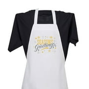 Contemporary Home Living 28" White Apron with Seasons Greetings Design