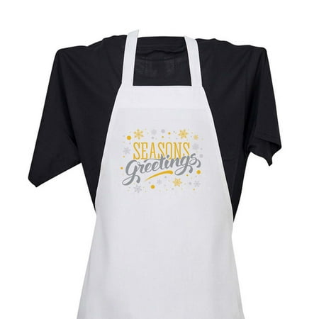 Contemporary Home Living 28" White Apron with Seasons Greetings Design