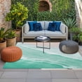 thumbnail image 2 of Turquoise Coastal Wave Outdoor Rug for Patio/Deck/Porch, Non-Slip Large Area Rug 5 x 7 Ft, Summer Modern Ocean Beach Indoor Outdoor Rugs Washable Area Rugs, Reversible Camping Rug Carpet Runner, 2 of 8