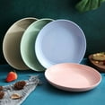 thumbnail image 2 of Nvzi 4-Pack beige Wheat Straw Dinner Plates, 20cm x 3cm Plastic Plates, Fruit / vegetable platter,Round Plate,Eco-Friendly Kitchen Plates for Daily Use, Parties & Camping​, 2 of 3