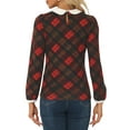 thumbnail image 3 of INSPIRE CHIC Women's  Peter Pan Collar Contrast Long Sleeve Shirt M Red Brown, 3 of 5