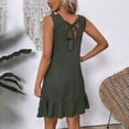 thumbnail image 5 of Women's Summer Casual V-Neck Sleeveless Mini Dress Tie Shoulder Width Layered Ruffle Flowing A-line Skirt Short Skirt Gray XXL, 5 of 7