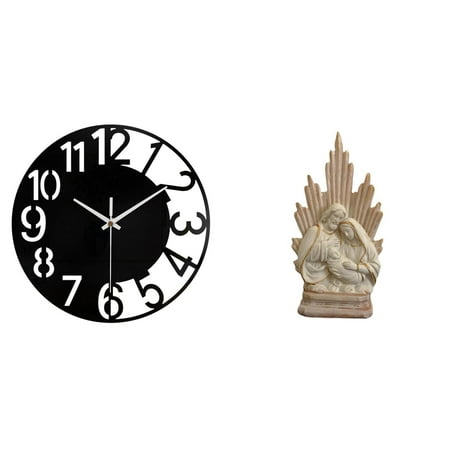 2 Pieces Decorative Clock Christian Sculpture Figurine Collection Acrylic and Resin for Bedroom Chapel Housewarming Gift