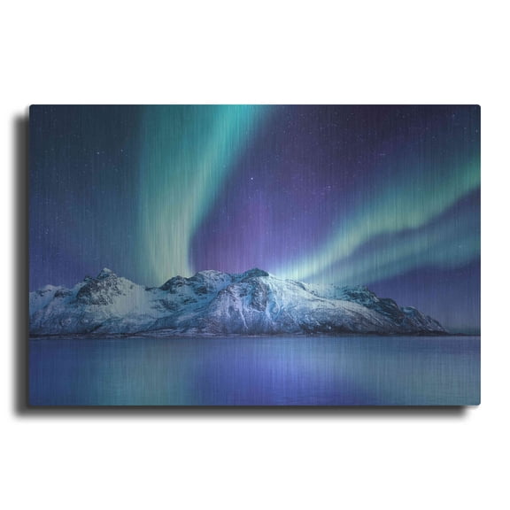 Luxe Metal Art 'Northern Lights In The Lofoten Islands Norway 1' by Luxe Portfolio, Metal Wall Art, 36"x24"