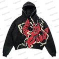 thumbnail image 3 of 2022 Nueva sudadera holgada con cremallera de moda para hombre, sudadera de gran tamaño Harajuku y2k, ropa de calle estampada para mujer, top negro de manga larga, 3 of 5