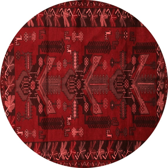 Ahgly Company Indoor Round Animal Red Traditional Area Rugs, 8' Round