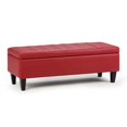 thumbnail image 1 of Simpli Home Monroe Faux Leather Storage Bench in Crimson Red, 1 of 7