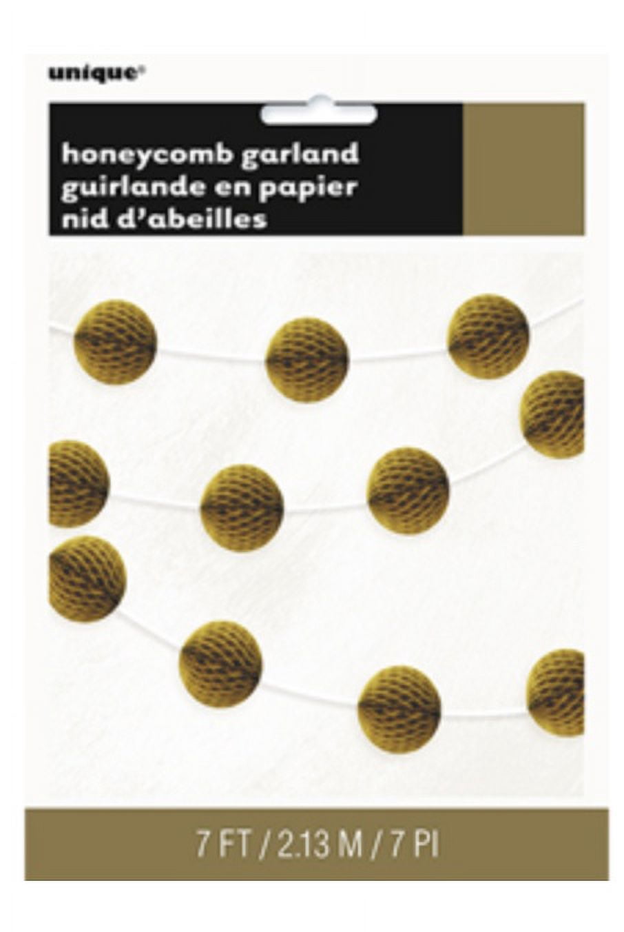 Tissue Paper Honeycomb Ball Garland, 7 ft, Gold, 1ct