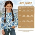 thumbnail image 7 of Xixirimido Blue Butterfly Boho Mandala Printed Girls Long Sleeve Shirt Kids Crewneck T-Shirts Trendy 3D Graphic Tie-hem Cute Tees for Fall Winter, Size 5-6, 7 of 7