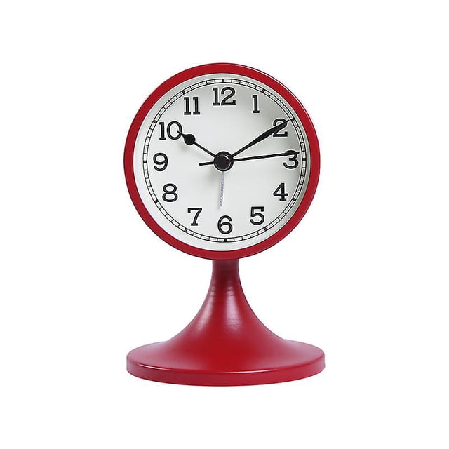 Reloj despertador vintage silencioso de metal rojo con soporte desmontable, reloj despertador matutino analógico rojo retro, reloj de mesita de noche antiguo sin tictac para dormitorio de oficina