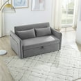 thumbnail image 2 of Convertible Sofa Bed Modern Velvet Loveseat with Adjustable Recliner and Pull Out Bed Sofa Bed Sleeper with 2 Lumbar Pillows and Side Pocket 3-in-1 Adjustable Sleeper for Living Room, Gray, 2 of 7