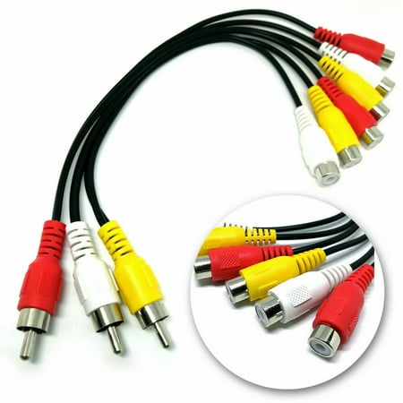 3 RCA Male Jack To 6 RCA Female Splitter Audio Video AV TV DVD Adapter Cable